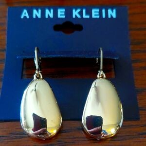 Anne Klein Shiny Gold Teardrop Earrings